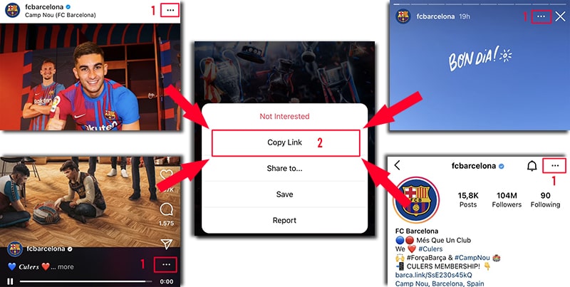 copy instagram post link